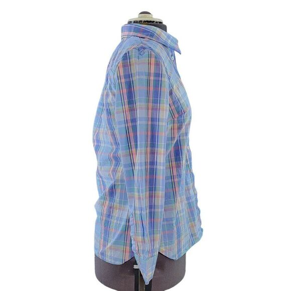 TalbotsâBlueâPlaidâButton DownâShirtâSzâM - Picture 2 of 8